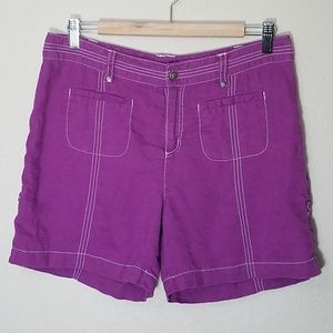 Athleta Roll-Up Drawstring Linen Shorts size 10